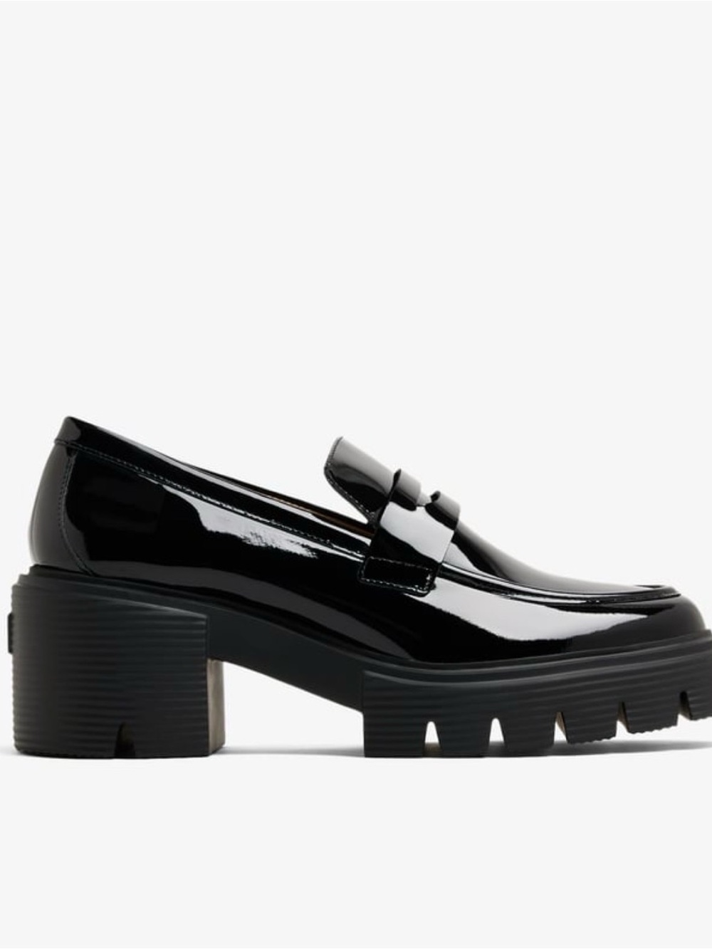 Stuart Weitzman Soho Black Patent Leather Platform Loafers Size 7.5